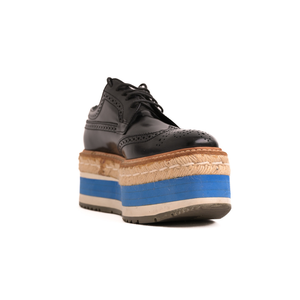 Excellent Prada Leather Shoes Combined Color Size 36.5 with Platform Sole - Picture 2 of 7